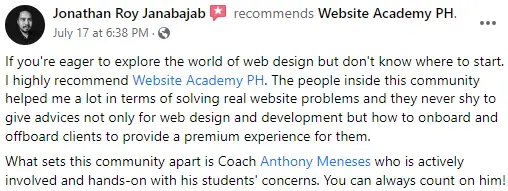 FB Page Testimonial - Jonathan Janabajab - 07172023