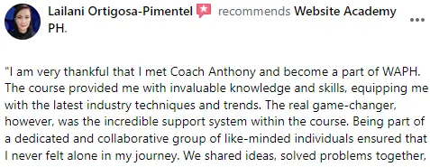 FB Page Testimonial - Lailani Pimentel - 07192023